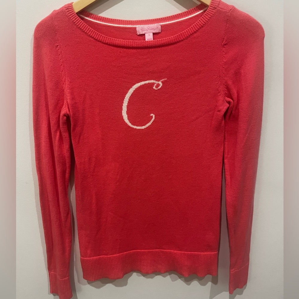 Lilly Pulitzer Sweater “C” | Size S | 100% cotton